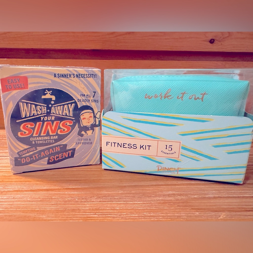 NWT Fitness Kit & Funny Wash Away Sins Kit